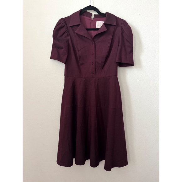 Gal Meets Glam Nina Wine Maroon Twill Dress Size 6 RARE - Picture 2 of 8